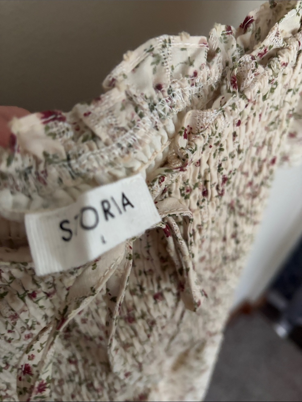 Cottagecore Cream Floral Smocked Midi Dress - Picture 2 of 8